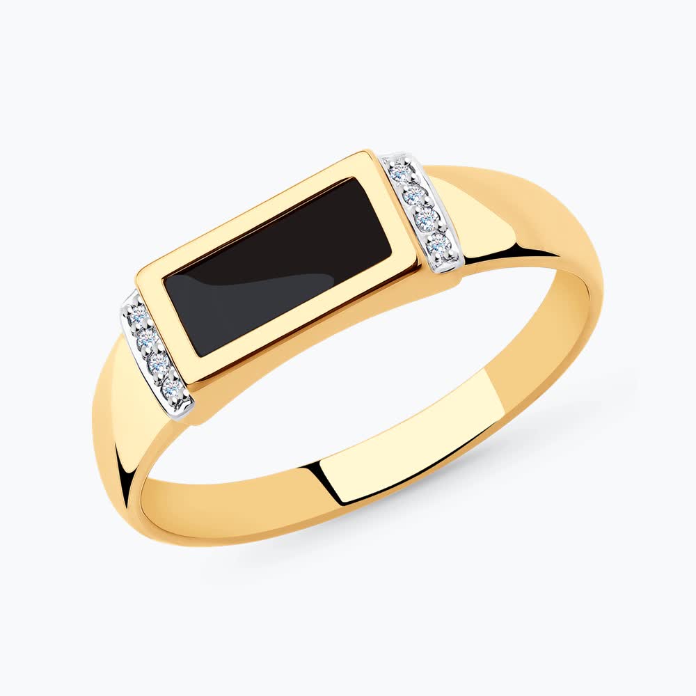 Inel Sokolov pentru bărbați cu spinel și zirconii
