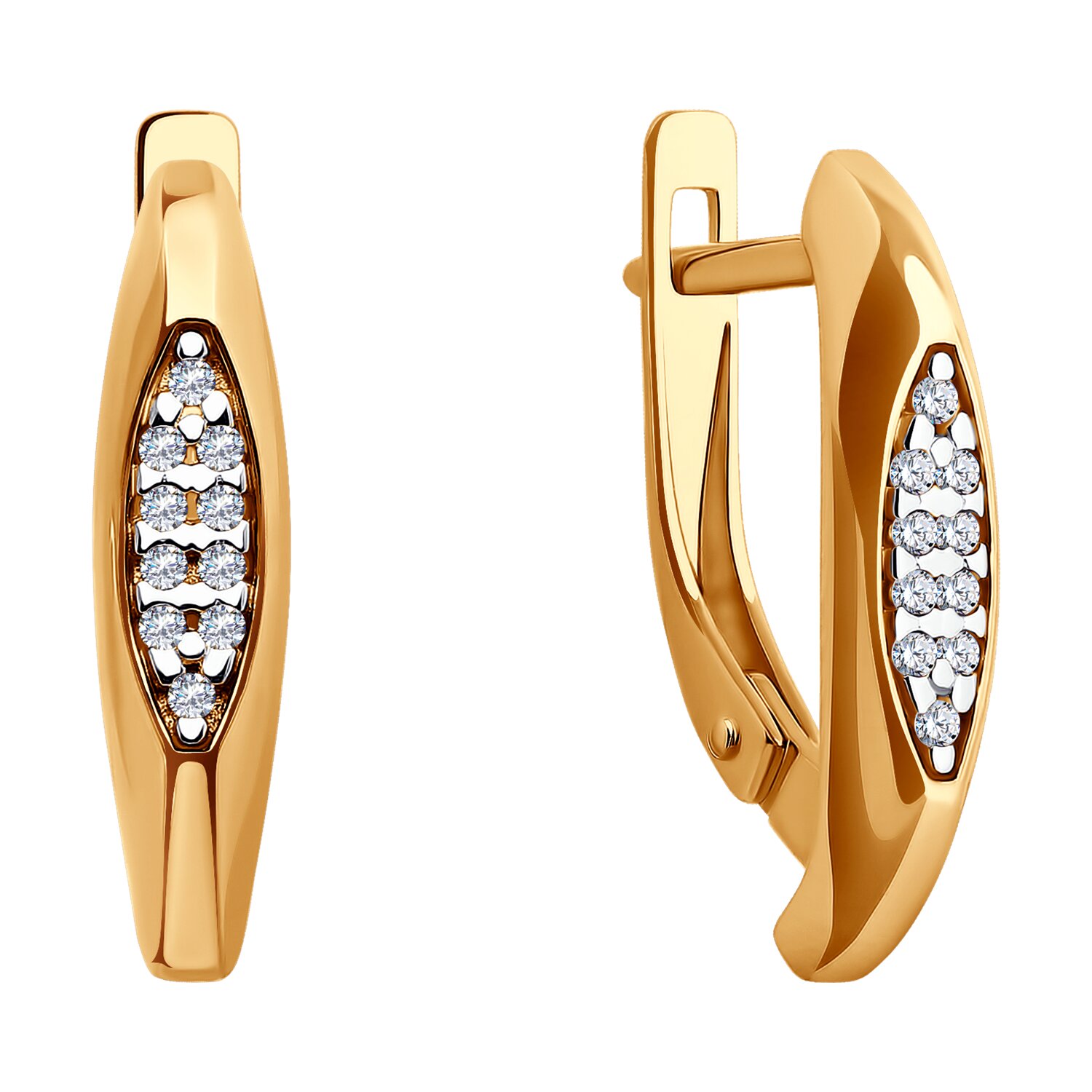 Cercei Sokolov din aur cu zirconii