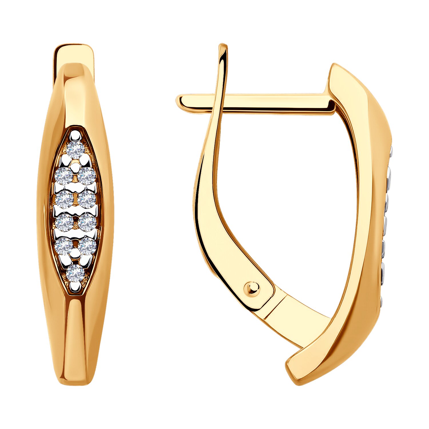 Cercei Sokolov din aur cu zirconii