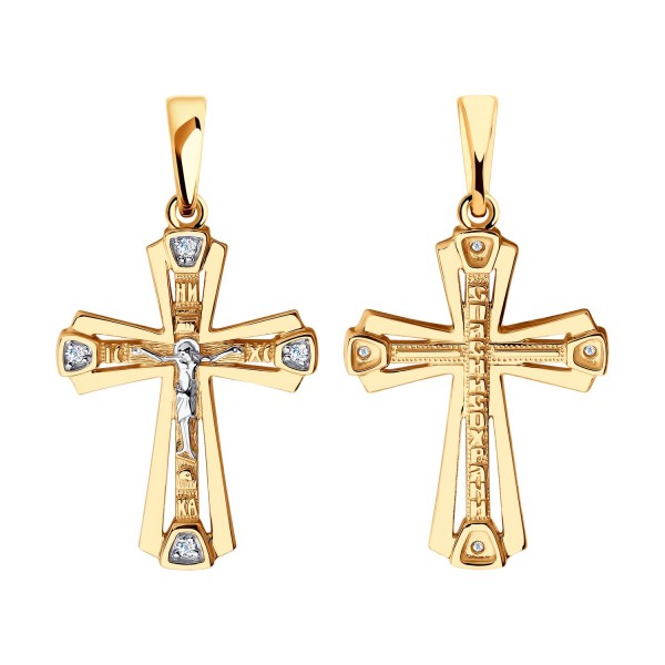 Cruce Sokolov din aur cu zirconii